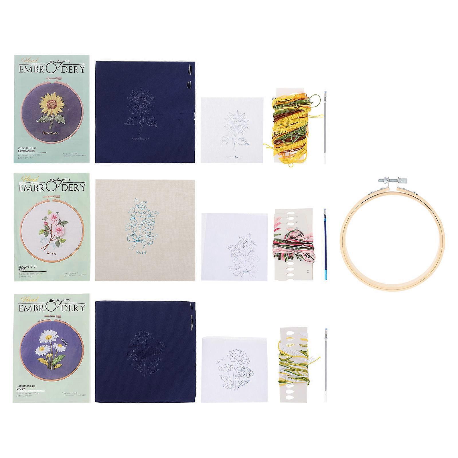 DIY Embroidery Kit for Beginners Embroidered Kit Assorted Color 18X18CM Intermediate Sewing Workers 4 Packs