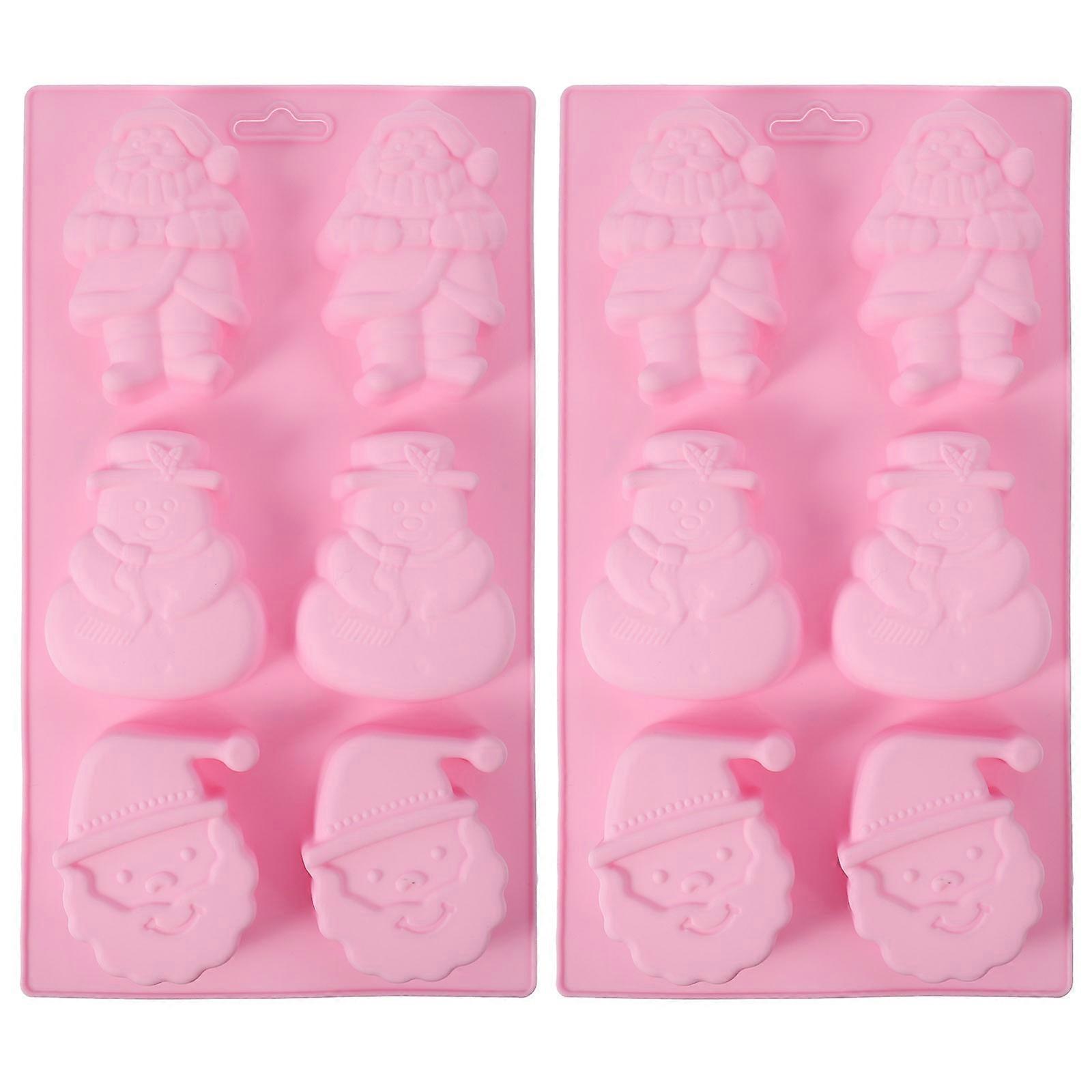 Chocolate Molds Silicone Cake Molds Christmas Santa and Snowman Baking Mold Assorted Bakers 28.00X16.50X3.00CM Baking 2Pcs