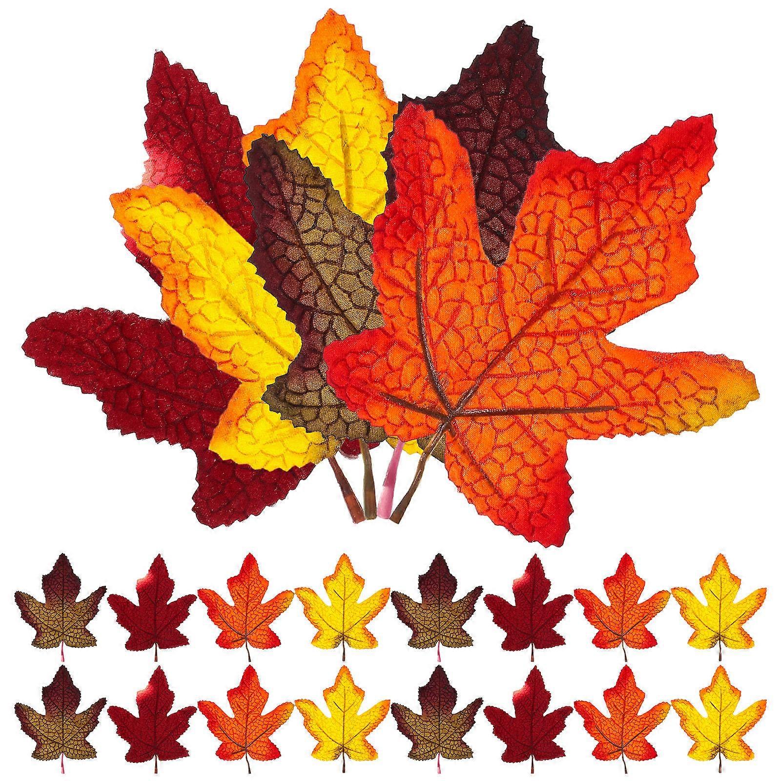 24pcs Faux Maple Leaves Autumn Thanksgiving Fall Foliage Decorations for Home, Garden, Fireplace, Window, Staircase, and Office Use