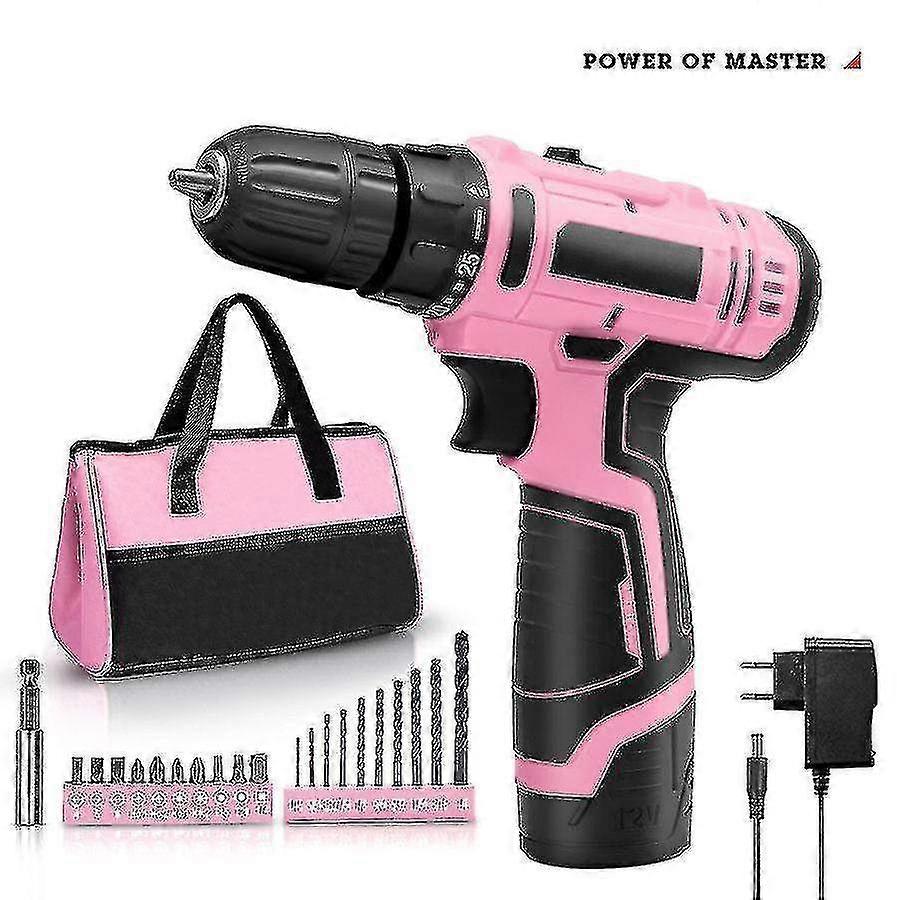 Pink Power 20V Cordless Drill Driver Tool Kit for Women with Li