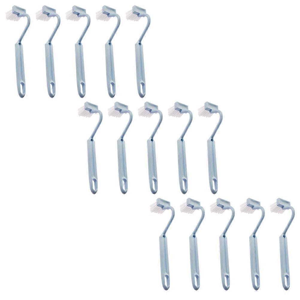 Cleaning Brush Set Plastic Curved S-Type For Bathroom Cleaning Household Use Blue 20.5X4X3.3CM Corner Cleaning 15Pcs