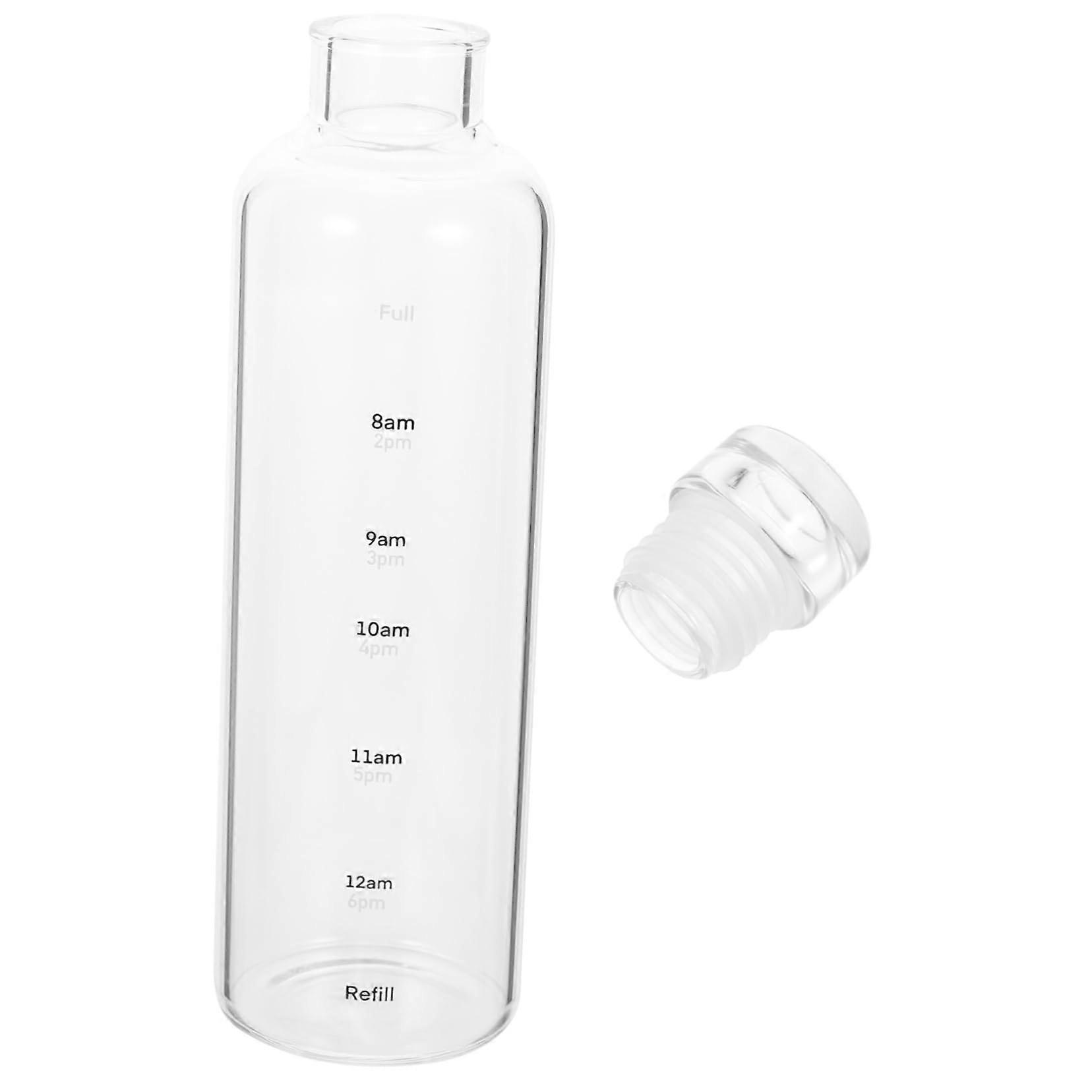 Glass Water Bottle With Time Scale For Outdoor Use, Transparent Design For Easy Capacity Monitoring, 500ml Capacity