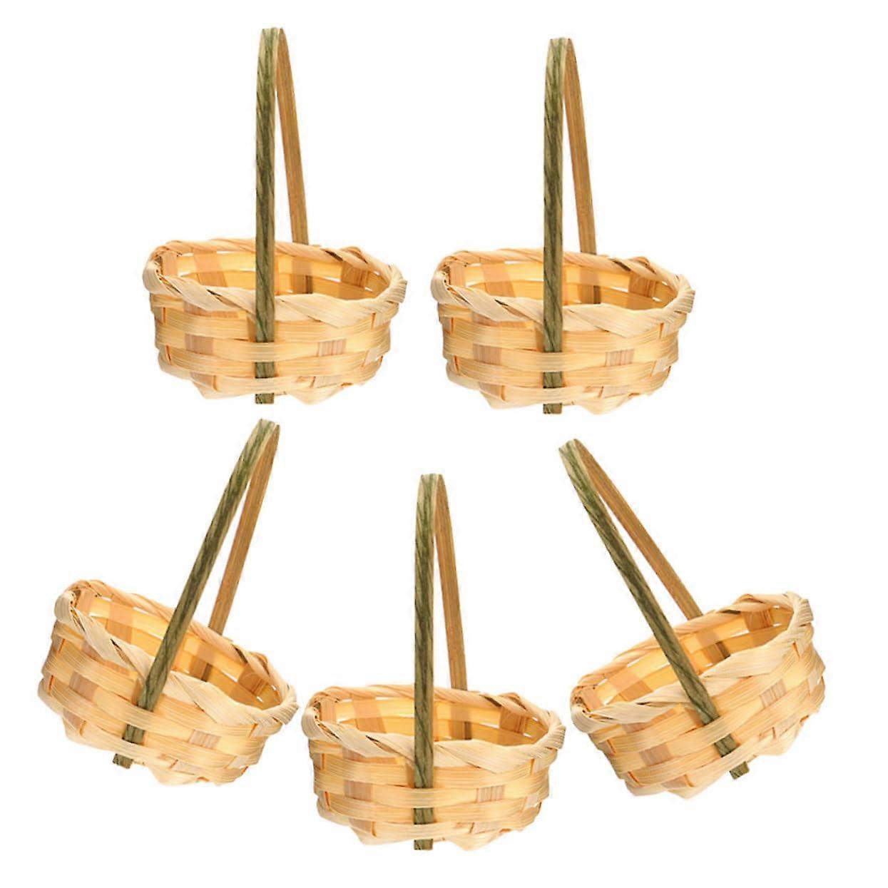 Bamboo Storage Baskets Set of 5 with Lids, Woven Cotton Rope and Willow, Baby Storage Baskets, Decorative Storage Bins