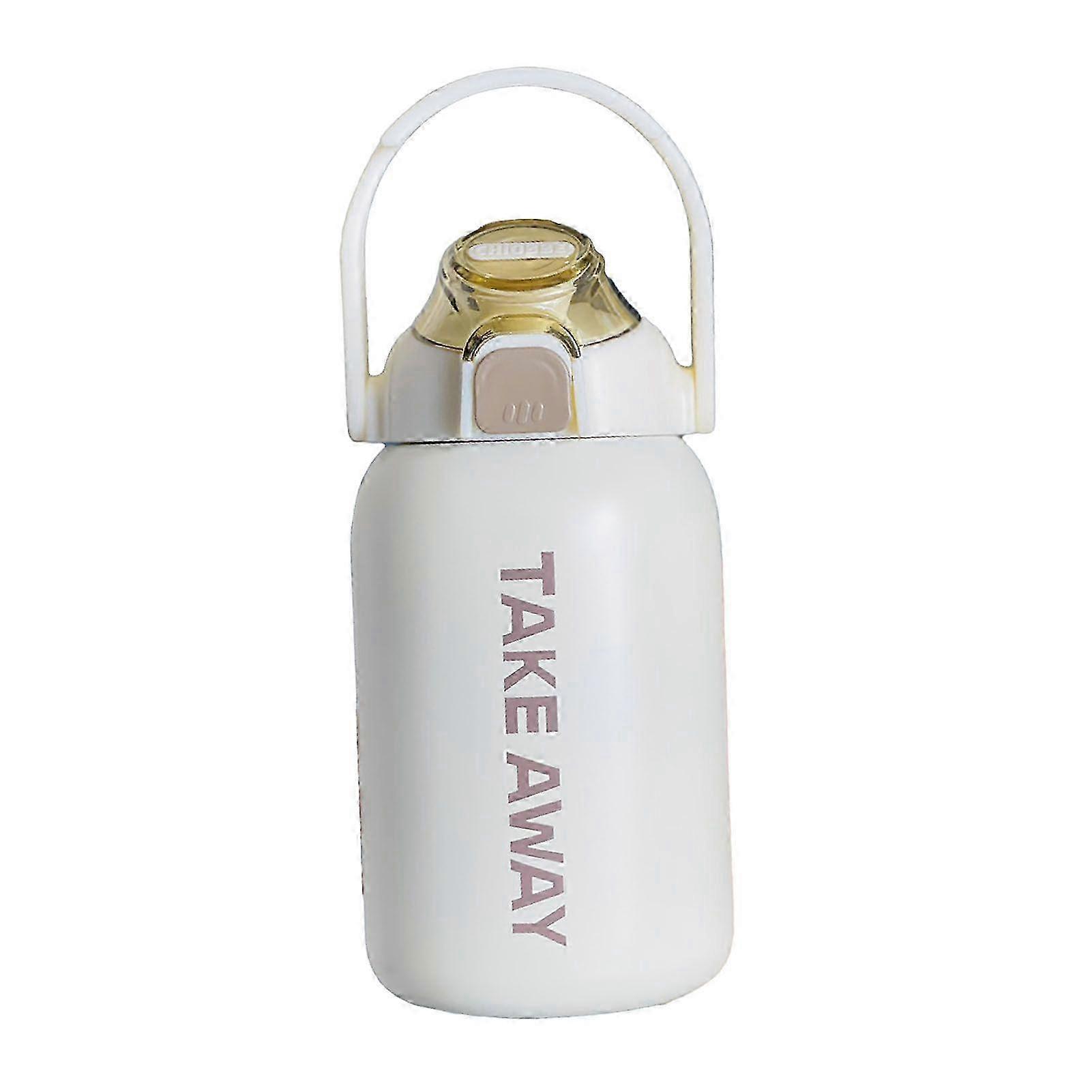 850ml Insulated Water Bottle Large Capacity with Bounce Cap Straw Winter Cup for Outdoor Beige