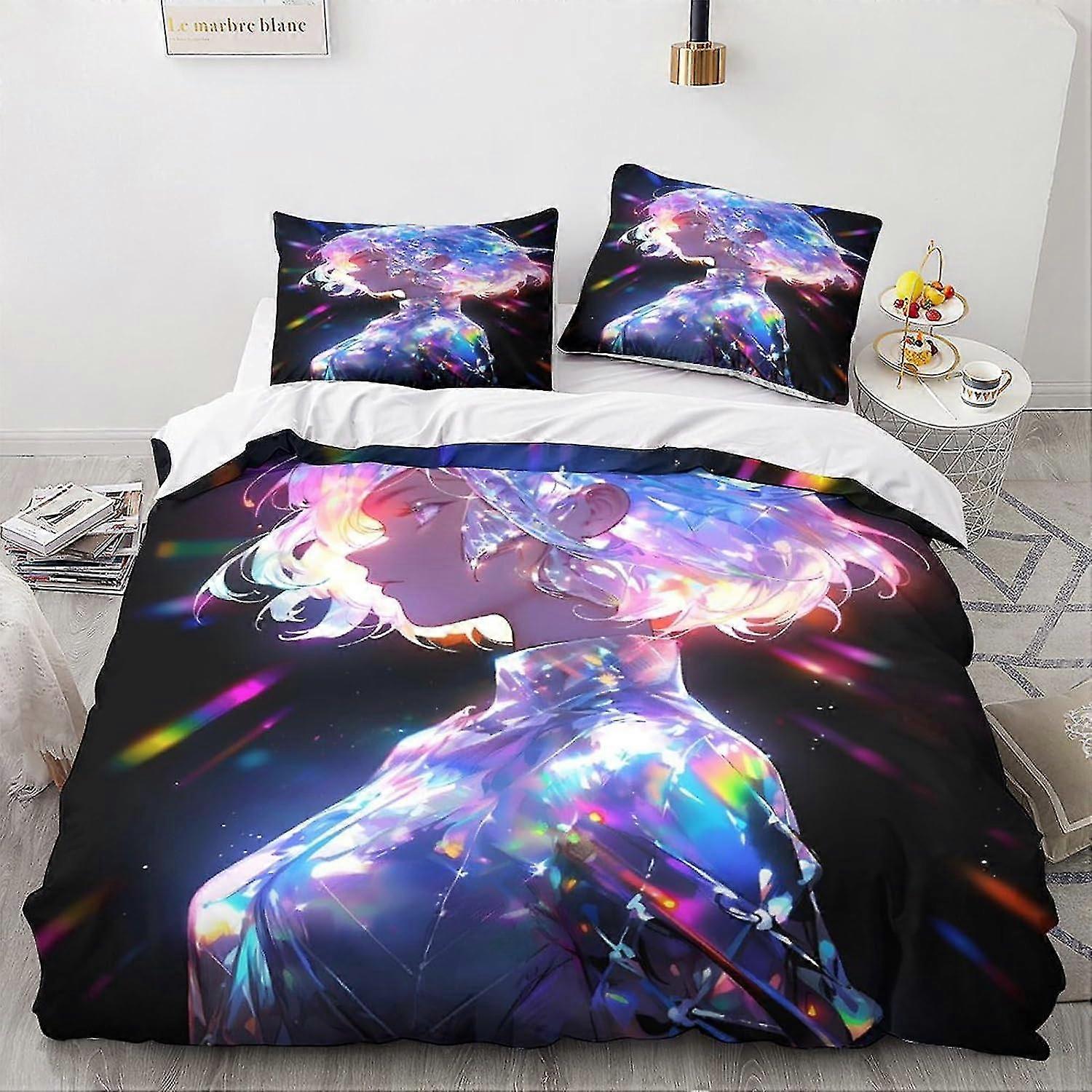 3D Anime Duvet Cover Sets, 100% Microfiber Fantasy Bedding Set with Pillow Shams, 3PCS Bedding for Double Bed