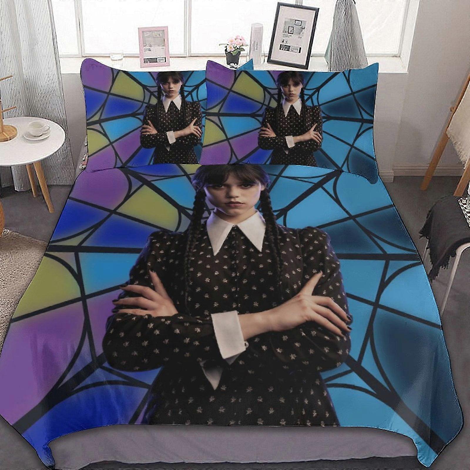 Wednesday Addams Inspired 3 Pcs Bed Sheets Set Breathable Duvet Cover with 2 Pillow Shams Soft All Seasons Bedding Set