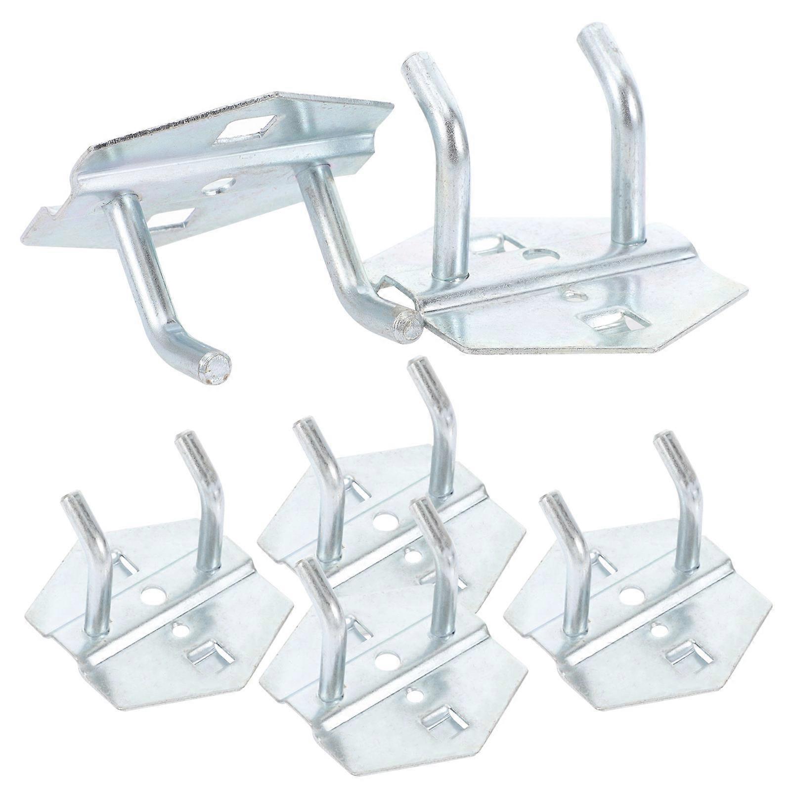 Tool Holder Pegboard Tools Hooks Metal Double Slanted Hook 6Pcs
