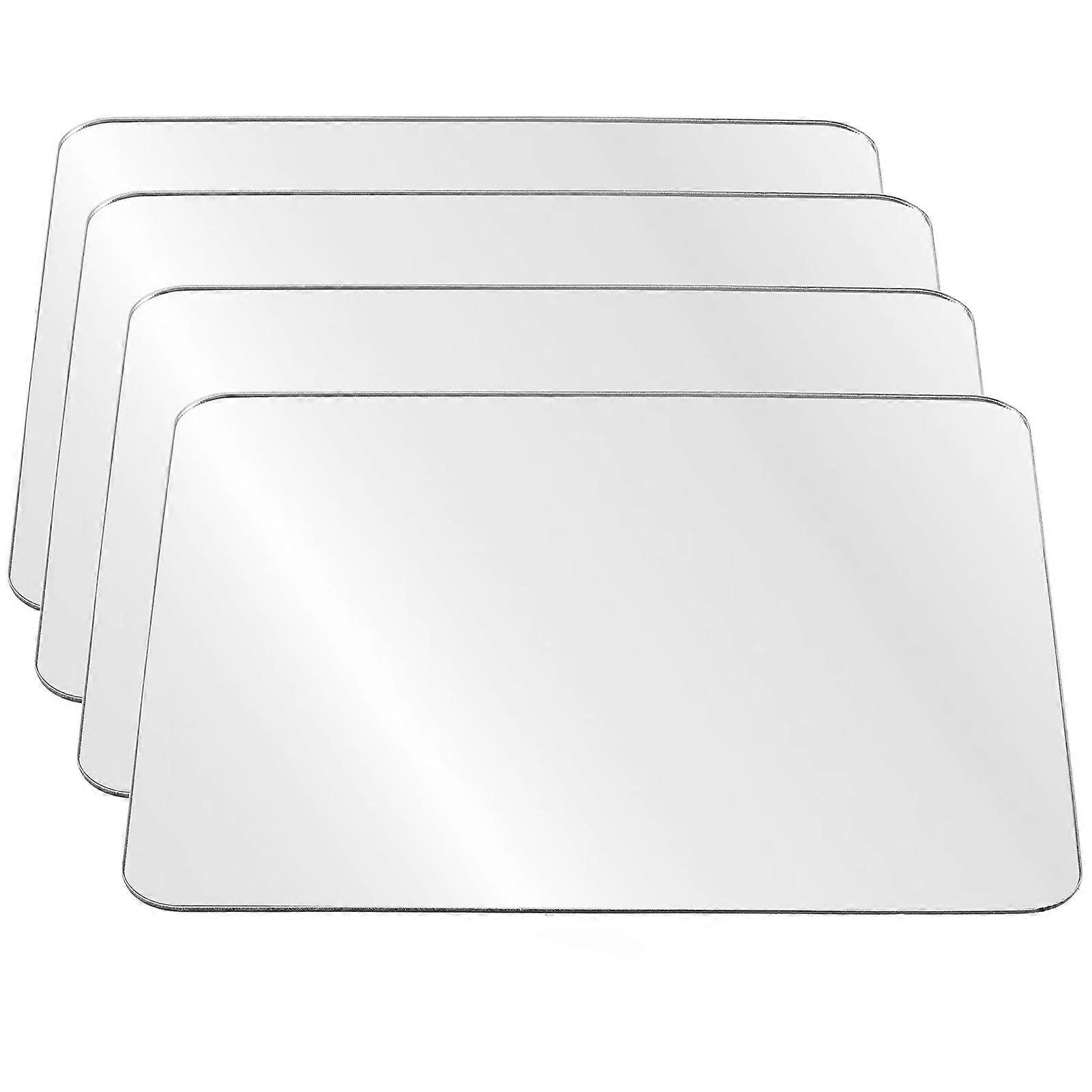 Adhesive Mirror Sheets Rectangular Waterproof Reusable Living Room 4Pcs