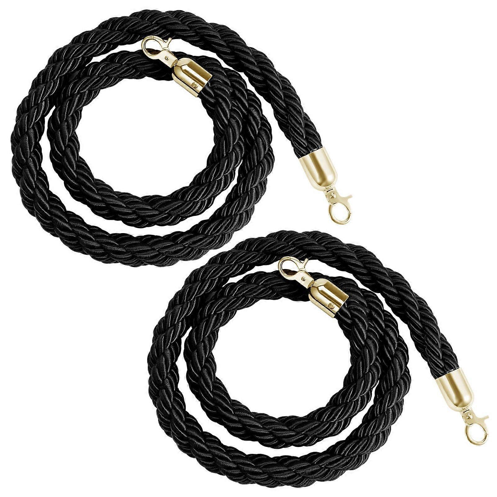 Twisted Barrier Rope with Hooks, 3.2cm Diameter, Adjustable 60-300cm, Compatible with Most Posts