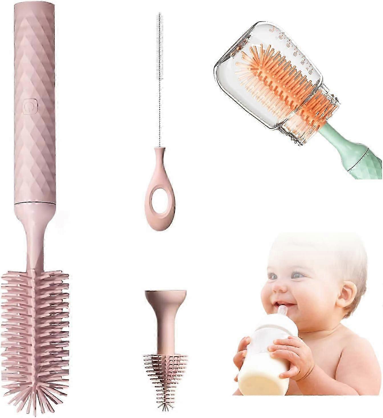4 قطع فرشاة زجاجة سيليكون كهربائية ، فرشاة زجاجة كهربائية متعددة الوظائف ، منظف فرشاة زجاجة أطفال قابلة لإعادة الشحن
