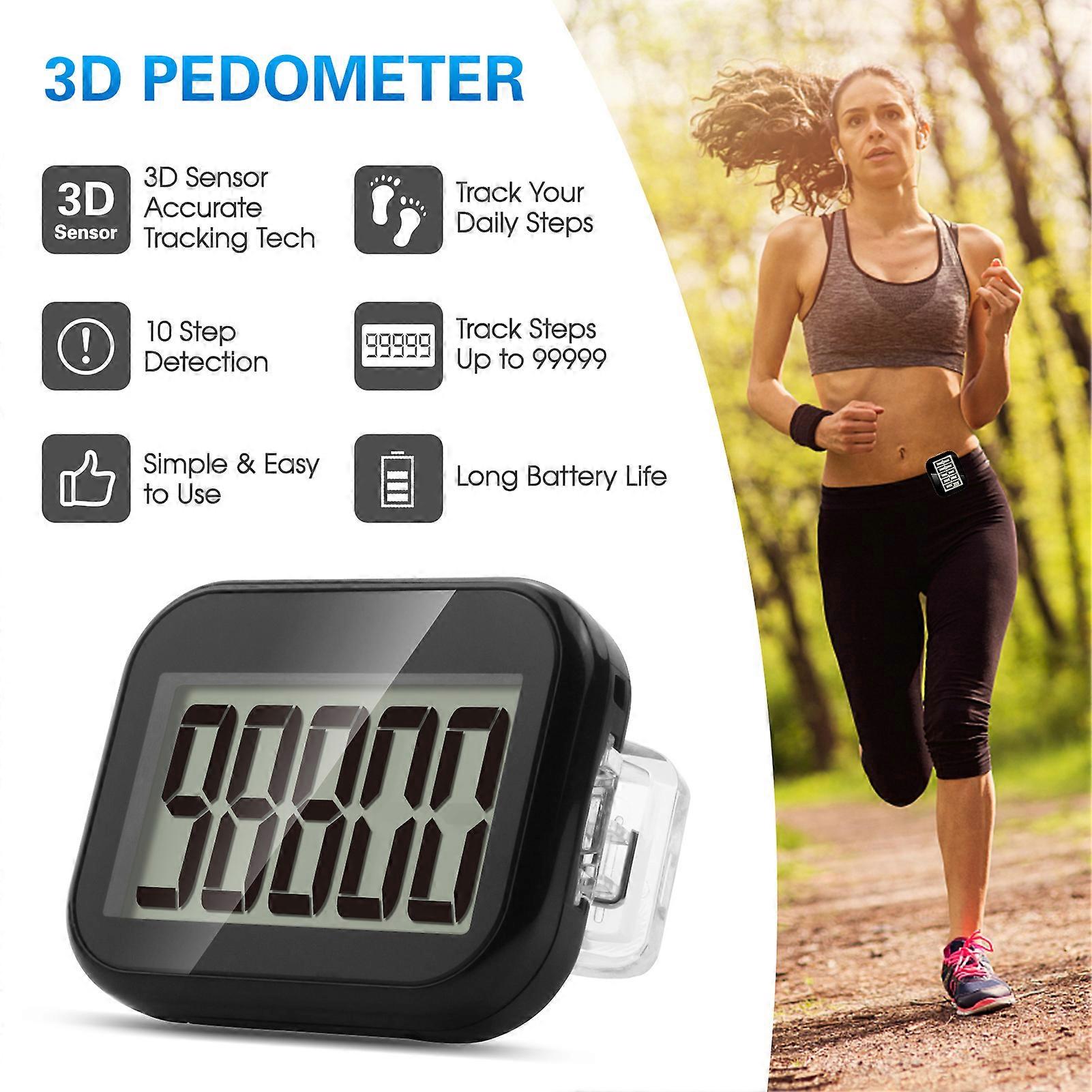 3D Walking Pedometer Counter Removable Clip Lanyard Accurate Pedometers Step Tracker with Large Display for Men Women and Kids