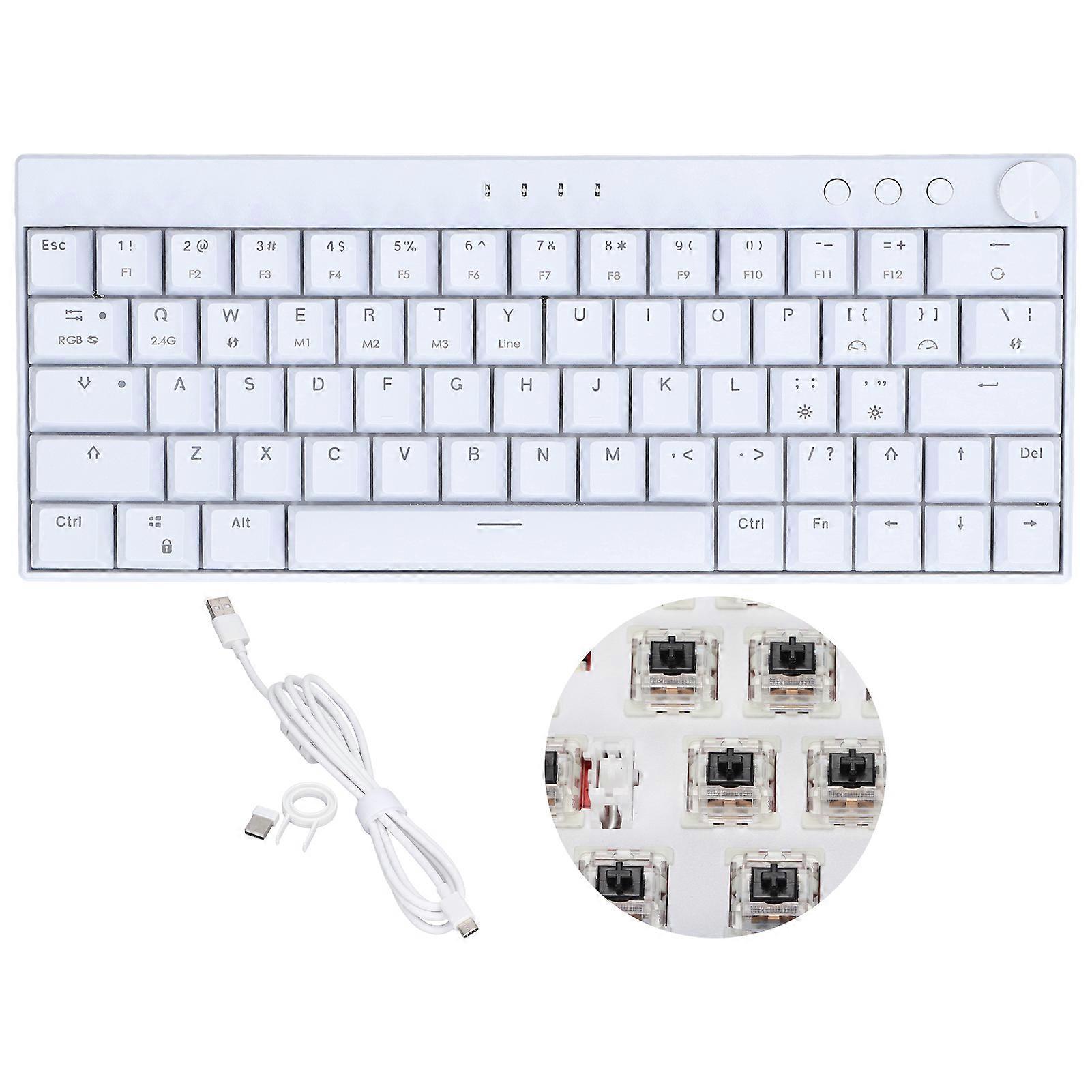 Mechanical 64 Key Plus RGB 3 Mode Knob Design Ergonomic Layout 4 Switch Optional White Keyboard for IOS