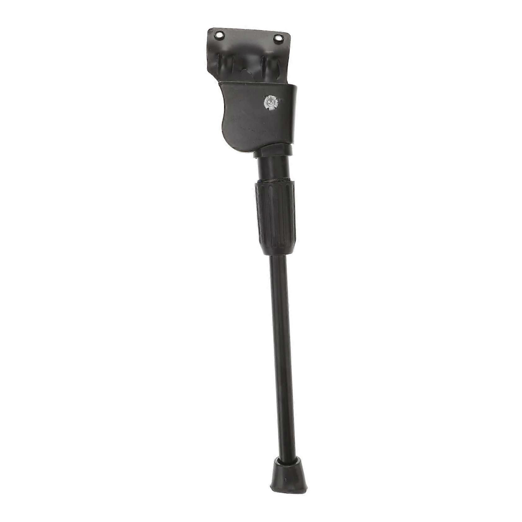 Bicycle kickstand for mountain bikes and road bikes, singlesided with rear mounting, nonslip foot base, and durable for uneven surfaces.