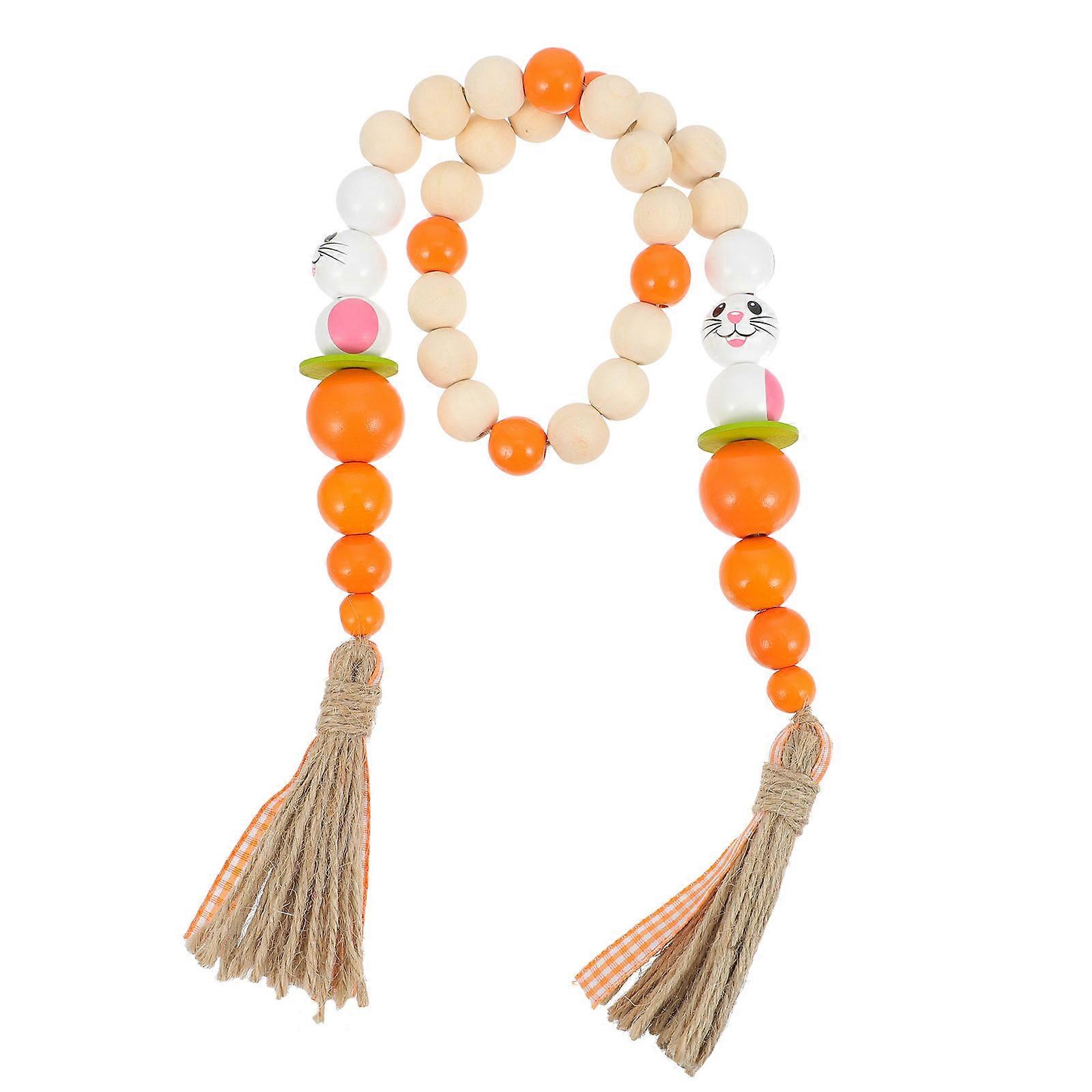 Λαγουδάκι σε σχήμα χάντρες Πάσχα λαγουδάκι χάντρες χορδή σπίτι διακόσμηση κρεμαστή διακόσμηση τοίχου ποικιλία χρωμάτων 75.00X2.50X2.50cm ξύλο 1τμχ