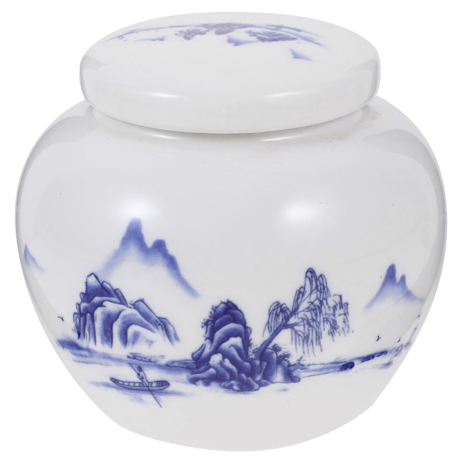 Chinese Style Ceramic Tea Leaf Storage Jar for Home Use – Smooth Surface, Ideal for Loose Tea, Herbs and Snacks