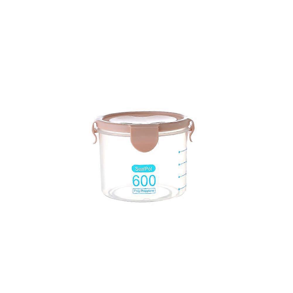 Plastic Transparent Sealed Containers Kitchen Food Cereal Beans Nuts Storage Box (Pink 600ml)