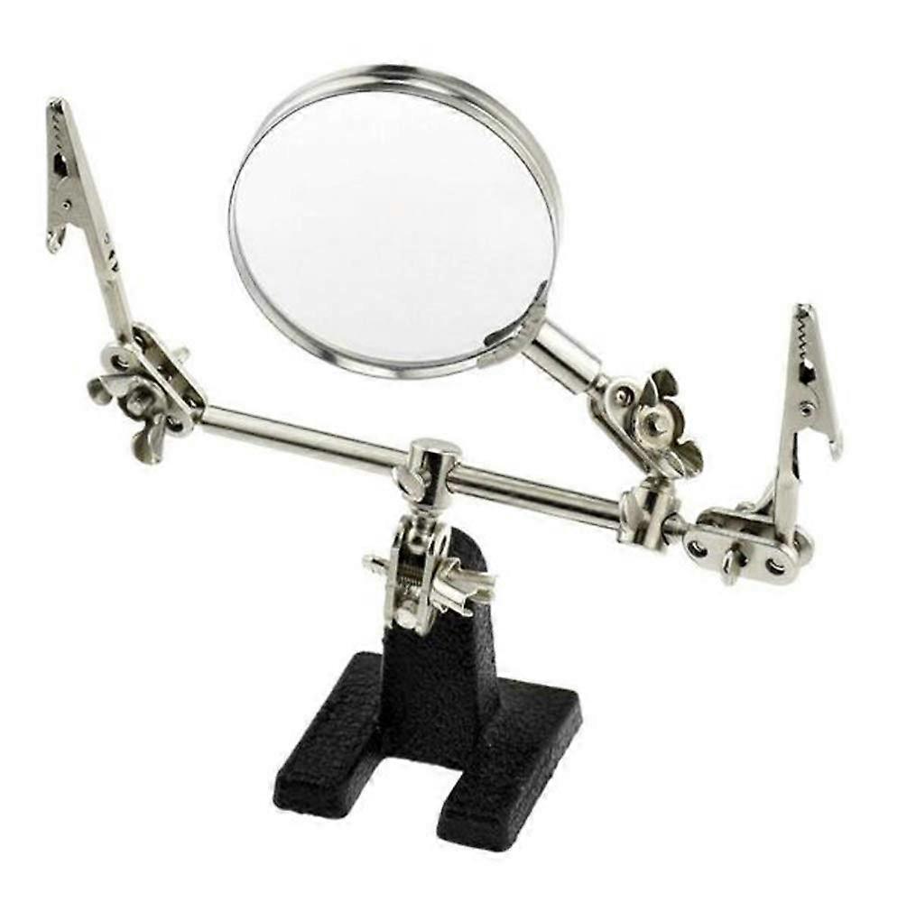Adjustable Magnifying Glass with Stand, Third Hand Magnifier, Hands Magnifier with Auxiliary Clips and Soldering Iron Stand for Repairs