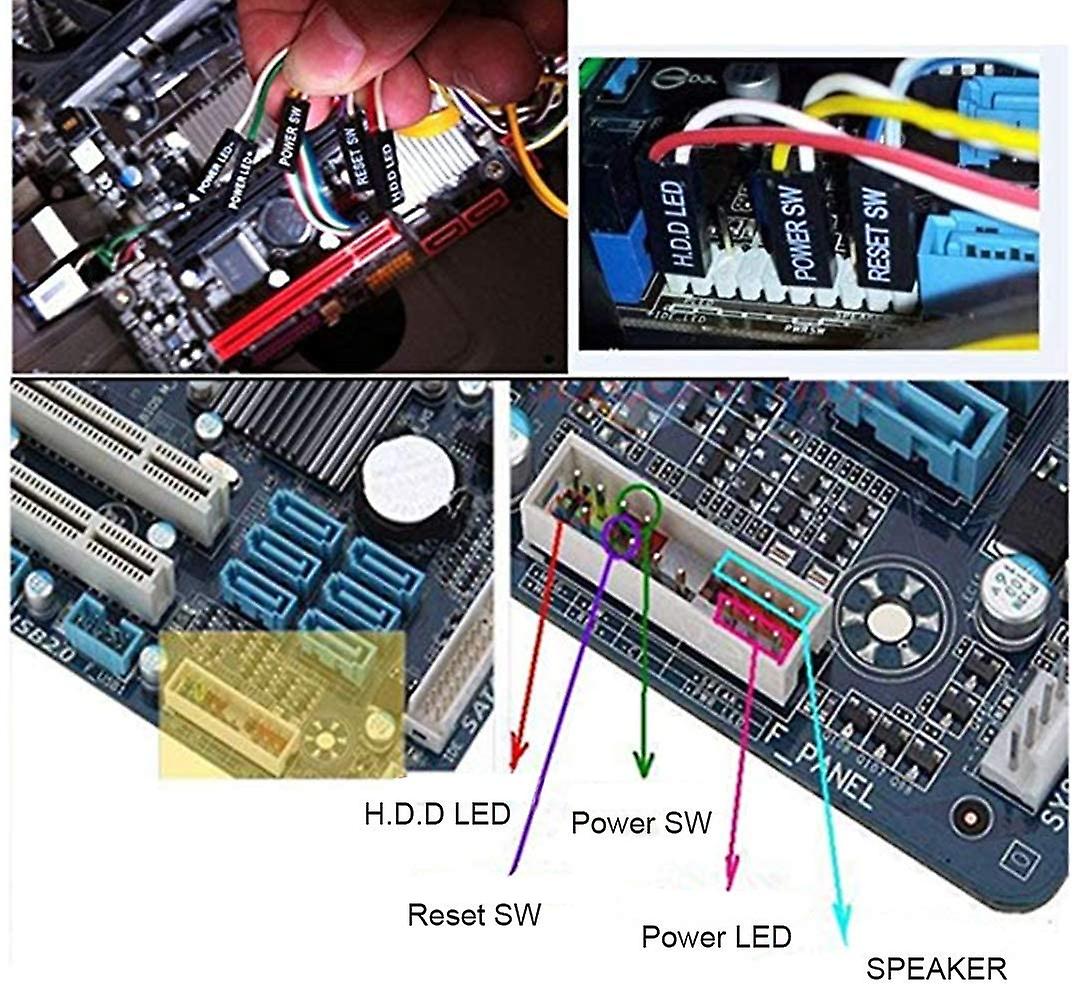 2 Pack Computer Case Atx Power On Off Reset Switch Cable With 2 X Led ...