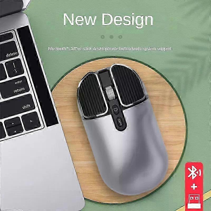 Rechargeable Silent Mouse with Dual Model and Multi Buttons for Computer PC Notebook, 2.4G BT 5.0