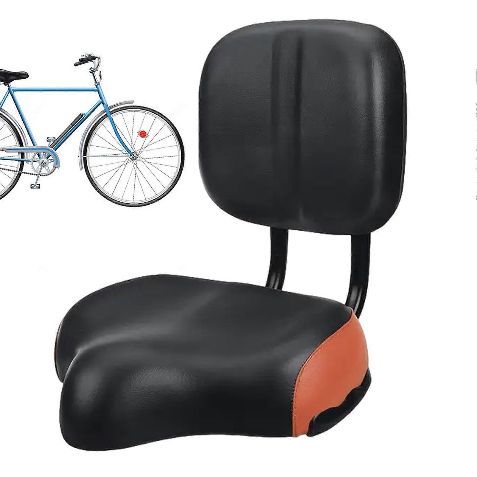 Seat with Backrest  Extra Large Comfort Saddle, Soft Padded  Leather, Adjustable Backrest, Ideal for Bikes Brown