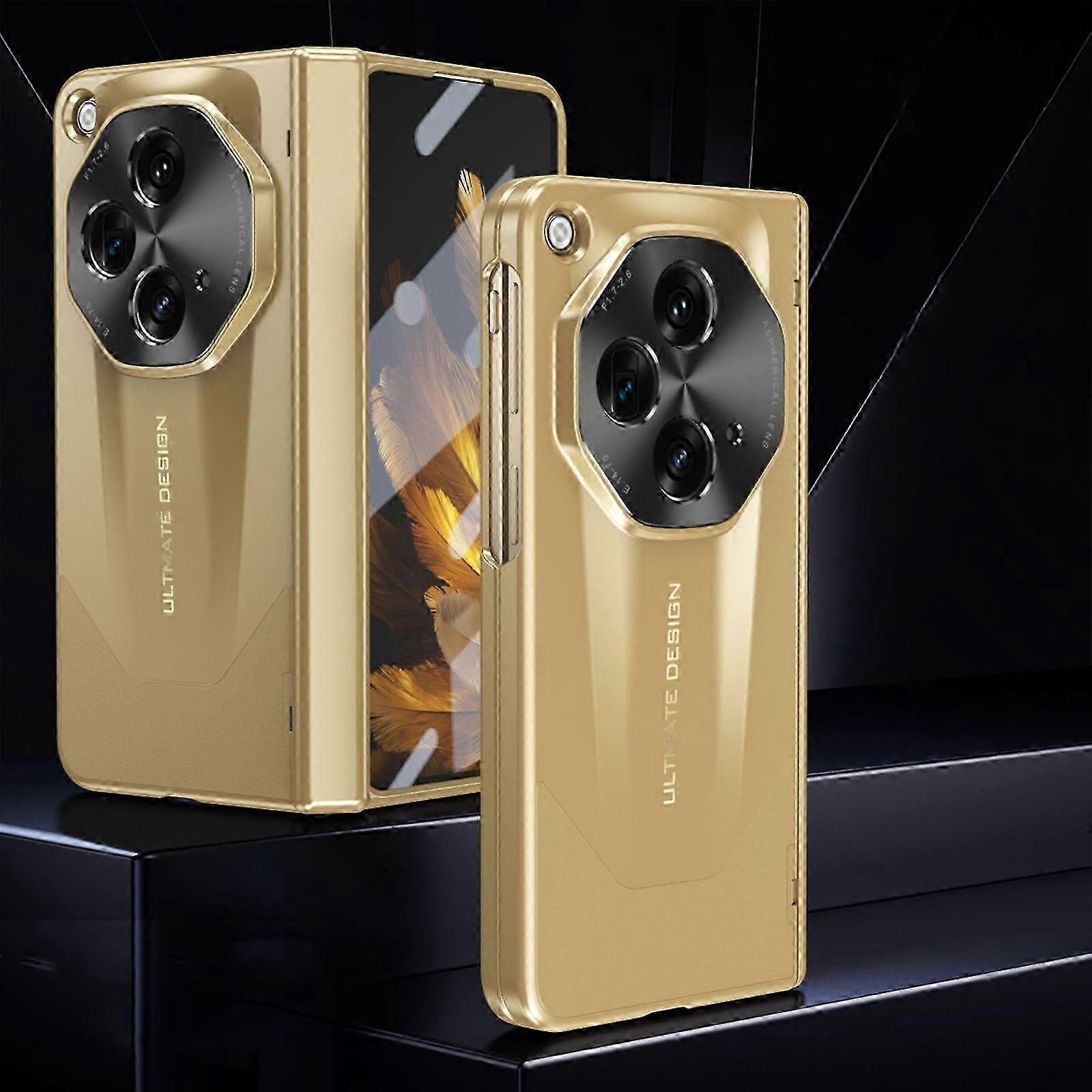 Phone Flip Case Compatible Hinged Case Compatible with OnePlus Open Case with Screen Protector Case, Rugged Cover Shockproof Hard Full-Body Protective