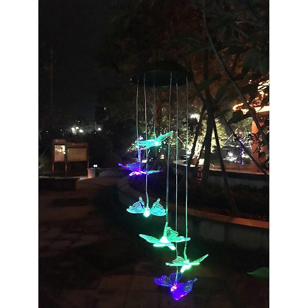 Patio Wind Chimes Solar Powered Light Sensor Color Changing For Outdoor Use Plastic Material 23.6×4.9×1.8In 1Set
