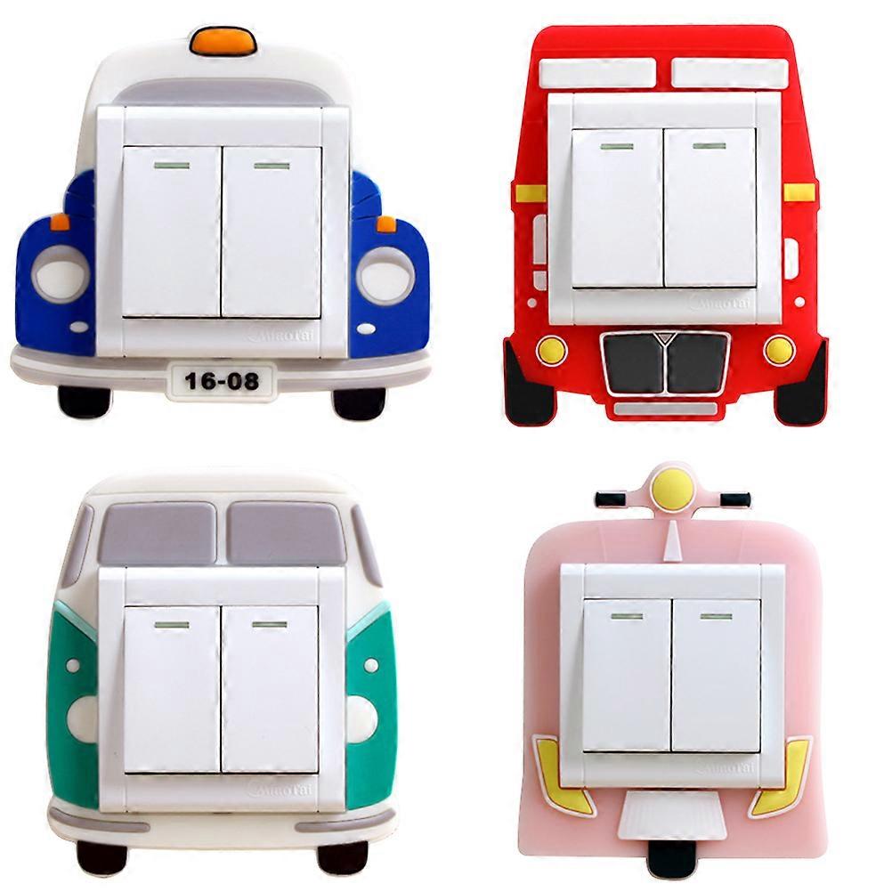 Glowing in the Dark Switch Cover Cartoon Luminous Wall Decal for Light Switch Assorted Color 8.5X8.5CM 4Pcs