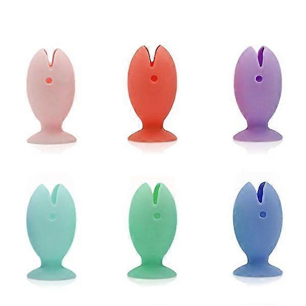 6pcs Silicone Fish Toothbrush Holder Vertical Non-slip Storage Rack Shelf-jc