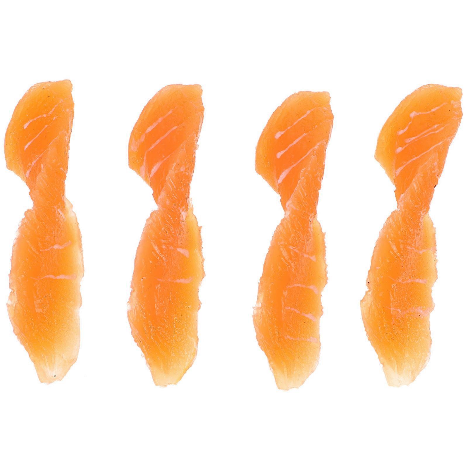 4pcs Realistic Artificial Salmon Fillets Lifelike Fake Meat Food Models for Play Kitchen, Teaching, Display, Decor, and Store Photo Props