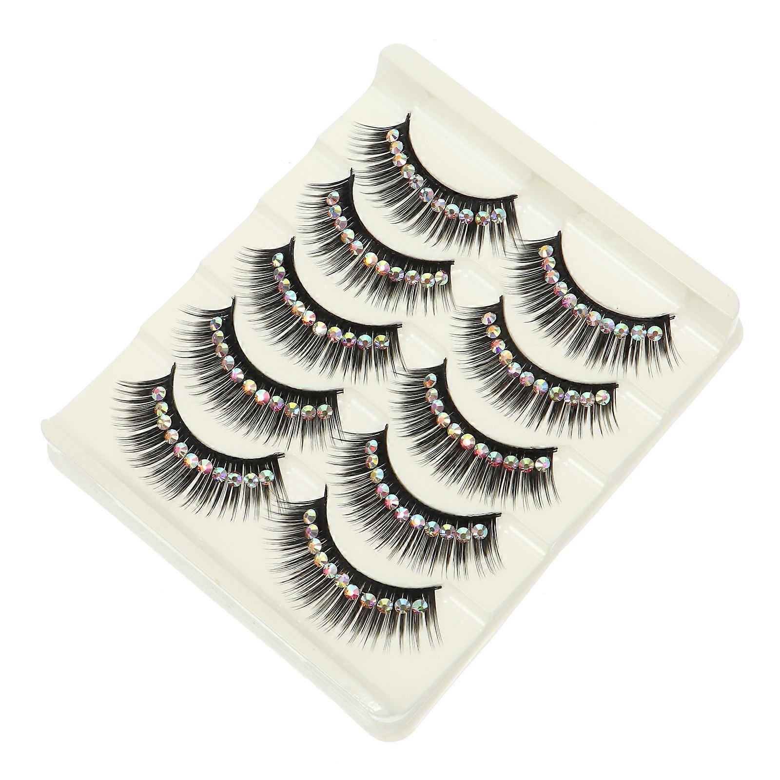 5 Pairs Thick False Eyelashes for Dramatic Look Black Synthetic Material