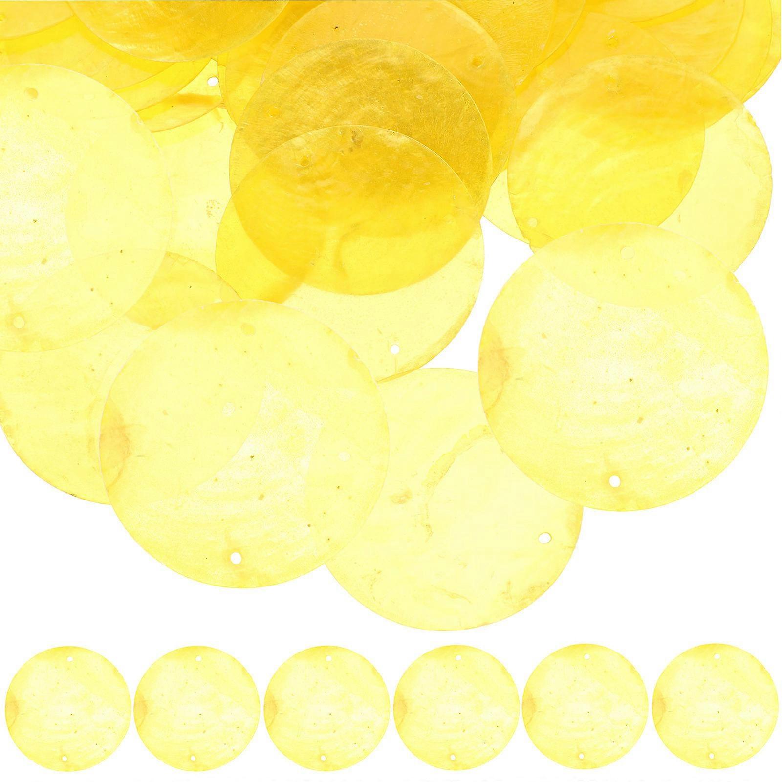Round Shells Pieces Pendant for Dream Catcher Making 100Pcs Yellow Shells