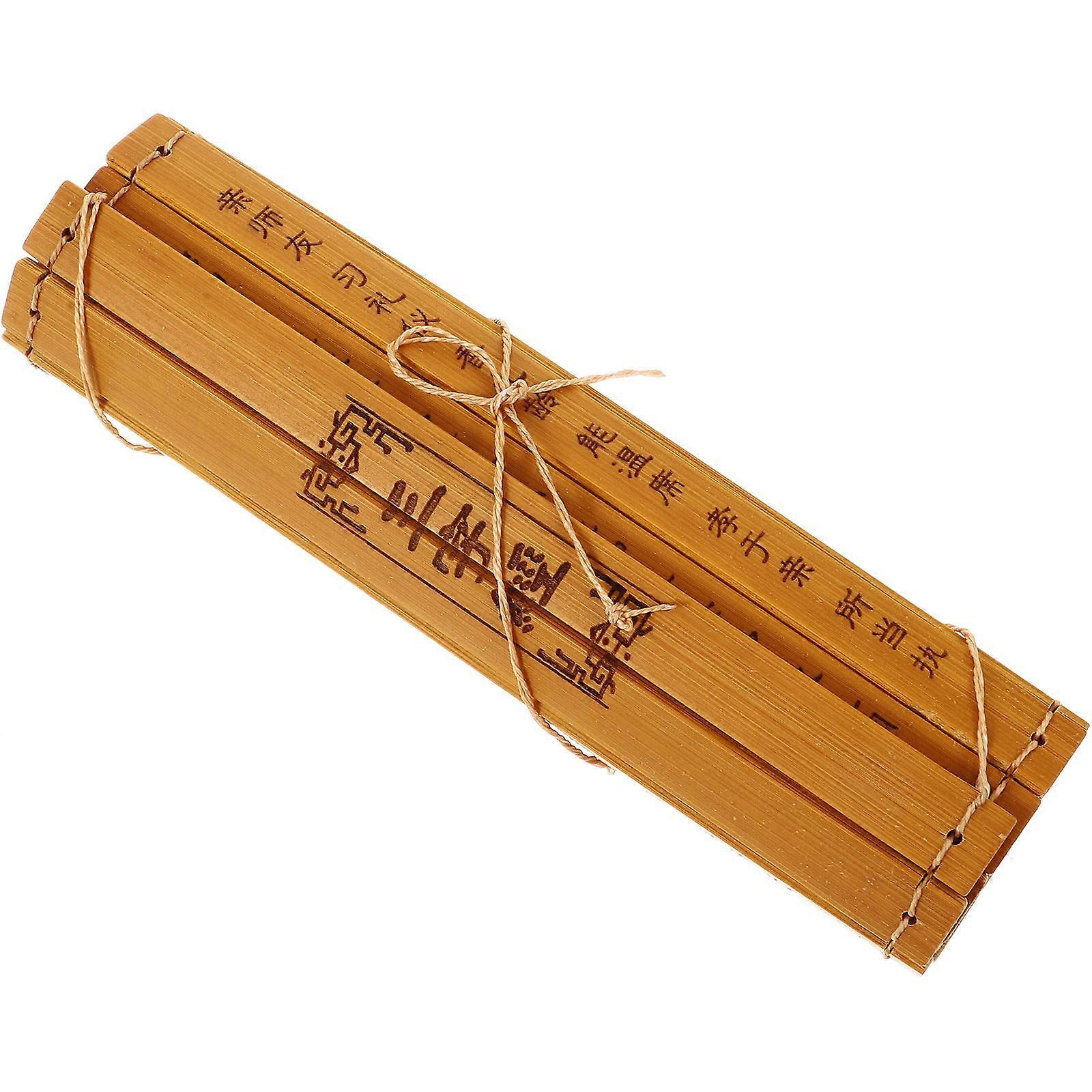 レトロな竹の本のクラフト装飾竹素材の教育ツールホームデコレーション9.4×6.2×0.1in 1パック