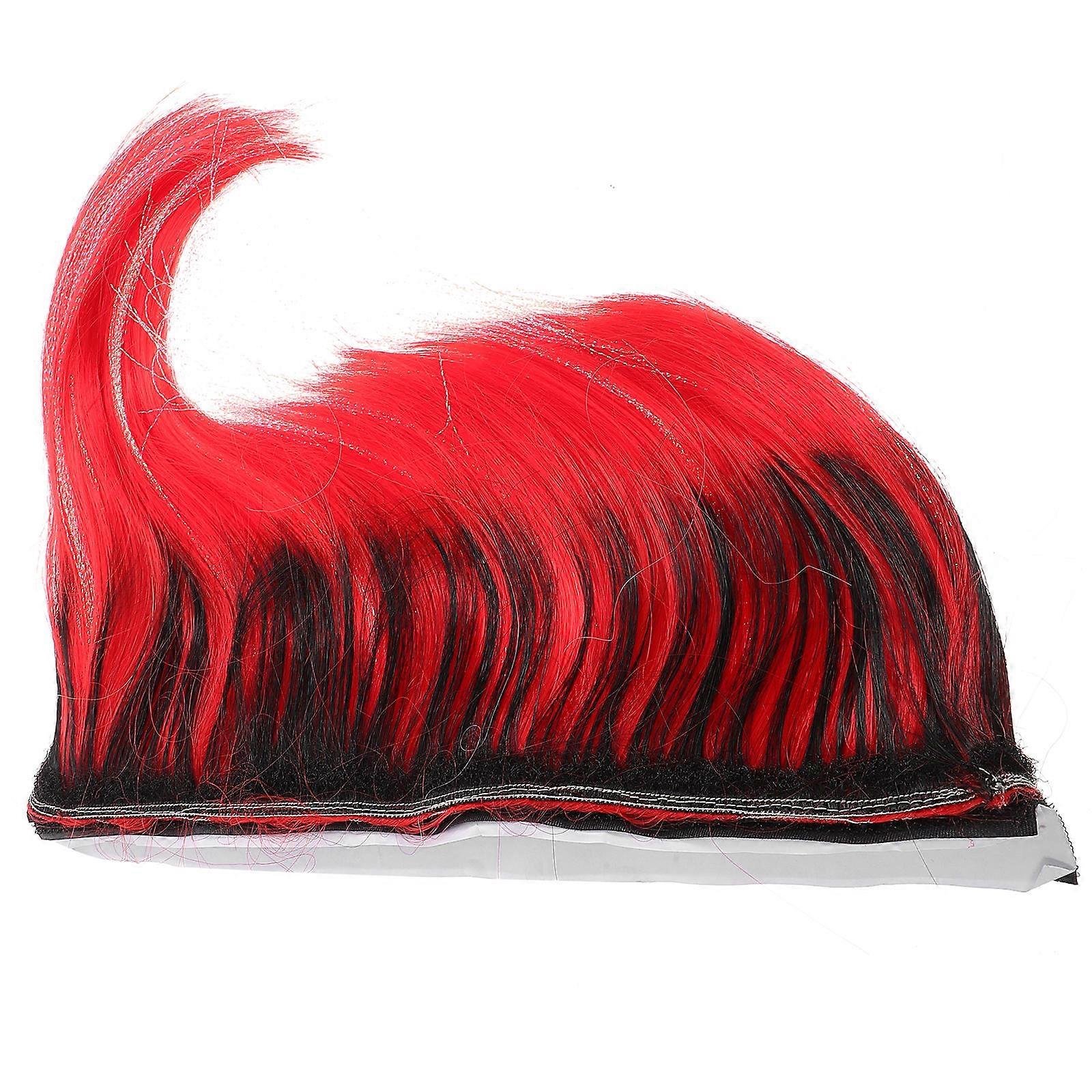 Motorcycle Wig Fake Hair For Outdoor Activities Shape Red Color Easy Attachment 1Set