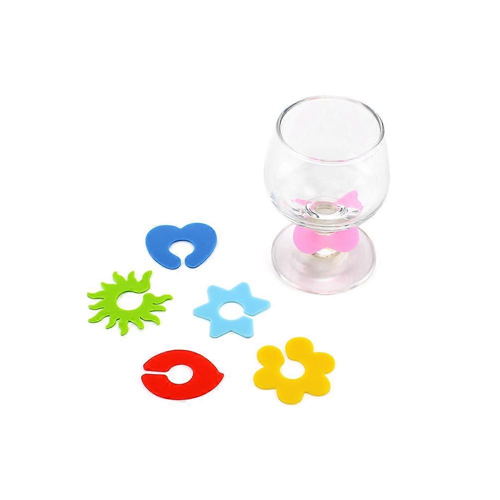 6Pcs Petals Design Silicone Wine Glass Markers Non-slip Accessories For Gatherings And Celebrations