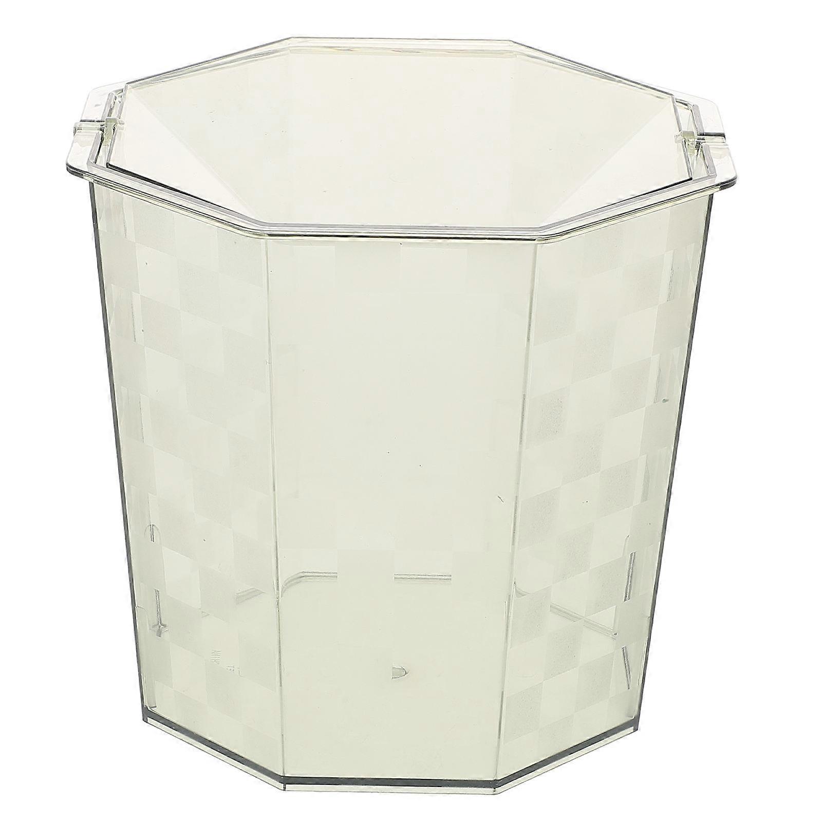 Grey Acrylic Trash Can with Lid for Home and Office Use Compact Size Fits Any Corner