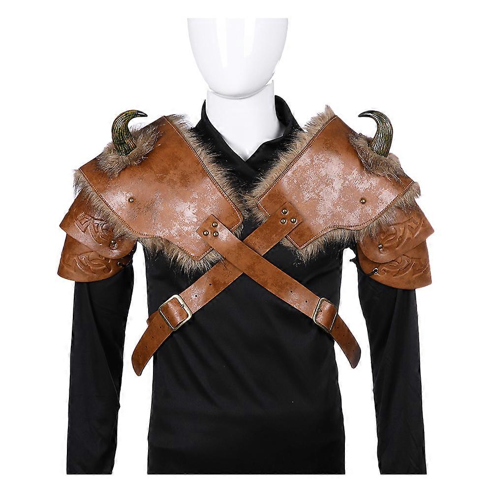 Medieval Shoulder Plates 2Pcs For Cosplay And Stage Performance Suitable For Armor Lovers Designed In Brown Durable PU