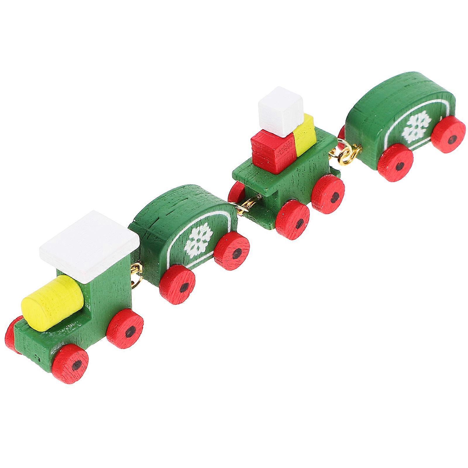 Wooden Mini Train Decor for DIY Craft Green Color Lightweight Practical Doll House Adornment 1.5 x 0.8 x 0.6 inches