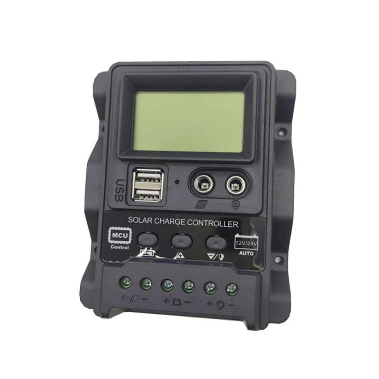 Solar Charge Controller 12V/24V System, LCD Display, Dual DC Output, 30A Charge Controller - Safe Battery Charging