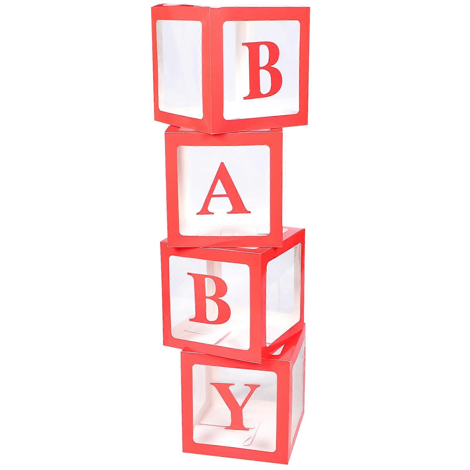Baby Shower Decor Balloon Boxes with Letters for Party Decoration Red Color Fits Any Scene 4 Pieces