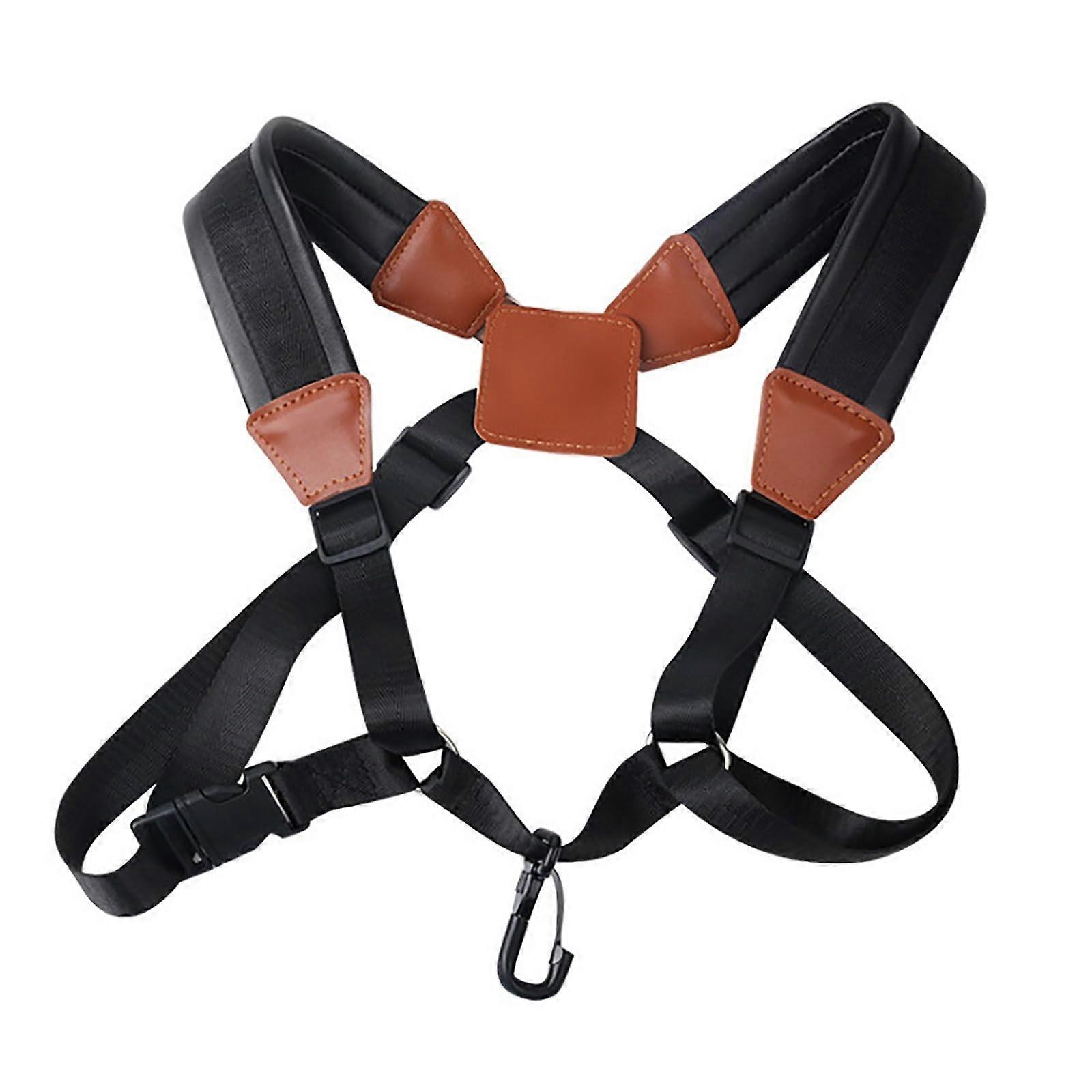 Saxophone Strap Double Shoulder Strap for Alto Saxophones Adults Beginners One Size Adjustable Black Nylon
