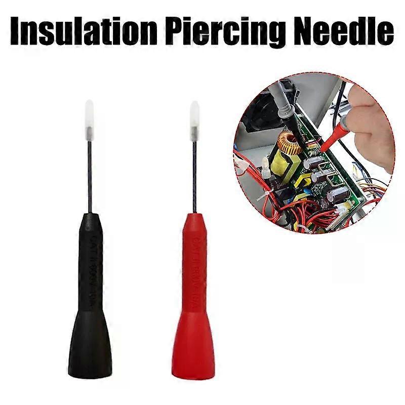 2Pcs Wire Piercing Needle Nondestructive Multimeter Test Probes Red/Black 30V-60V for Banana Plug