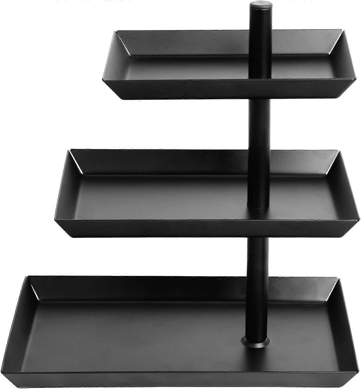 Black Rotating Cake Stand for Desserts, Cakes, Pastries, Reusable 21x25cm