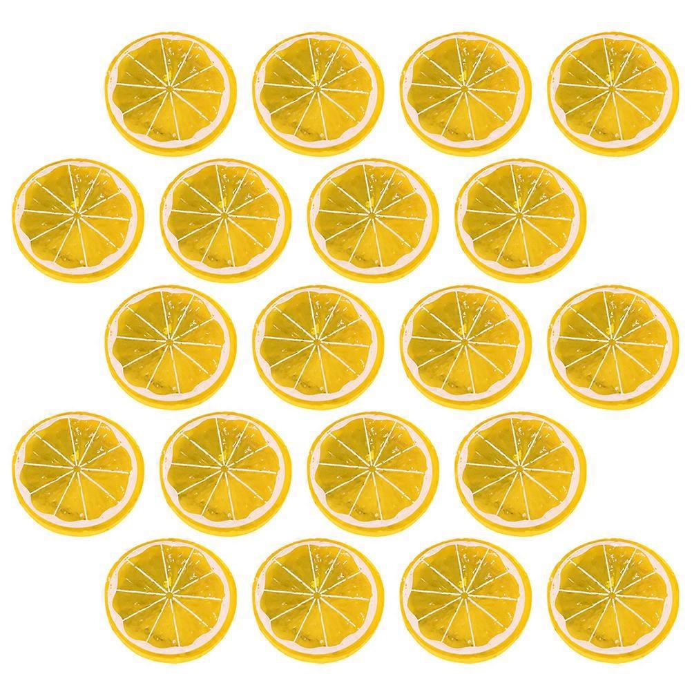 20pcs Plastic Artificial Lemon Slices Decorative Fruit Accents