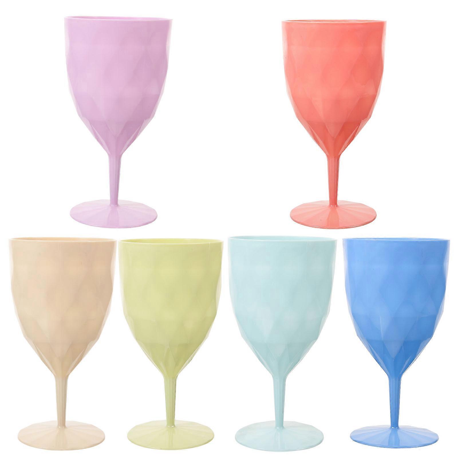 Reusable Drinking Cups 6Pcs Assorted Holding Stemmed Goblet Ideal For Banquet And Guests 380ml