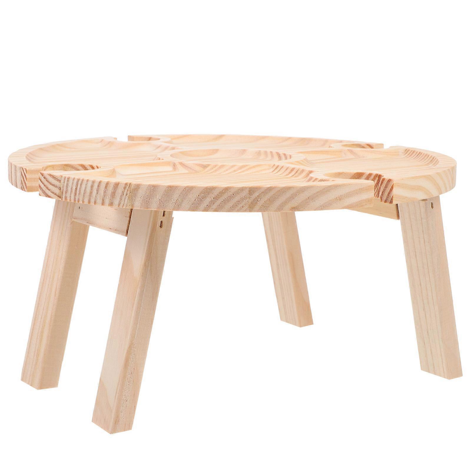 Portable Round Table for Home Use Beige Wood Texture Compact Size Lightweight and Stable Legs