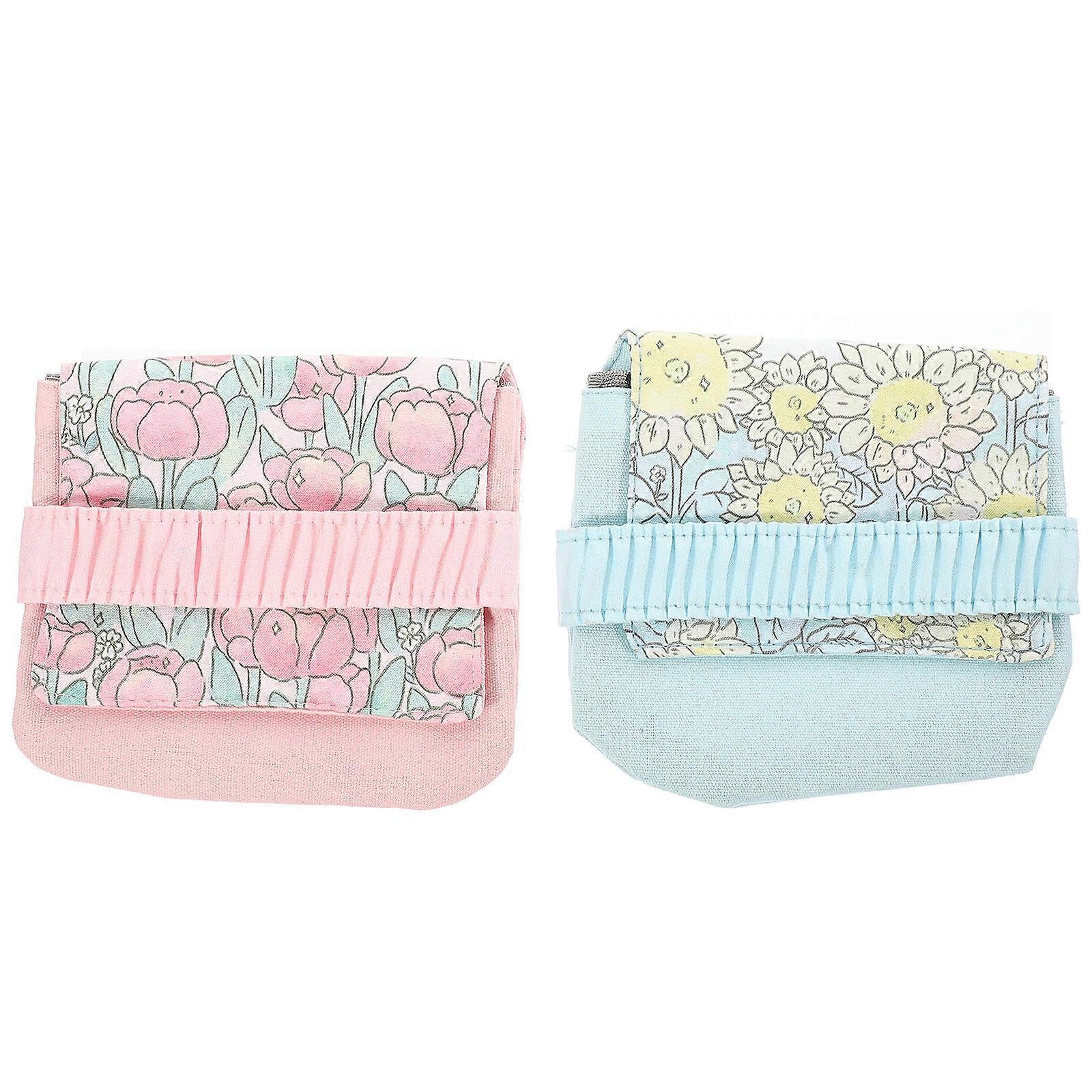 Portable Sanitary Napkin Pouch For Girls Convenient Storage 5.5X4.72X0.39 Inches Assorted Color 2Pack