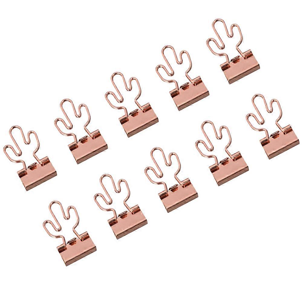Paper Clamp Cactus Pattern 10 Pcs Stainless Steel Rose Gold For School Use Organization