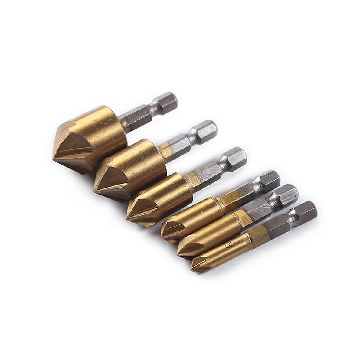 HighSpeed Steel Countersink Deburring Bit Set for Drilling Use Golden 6mm 10mm 13mm 16mm 19mm