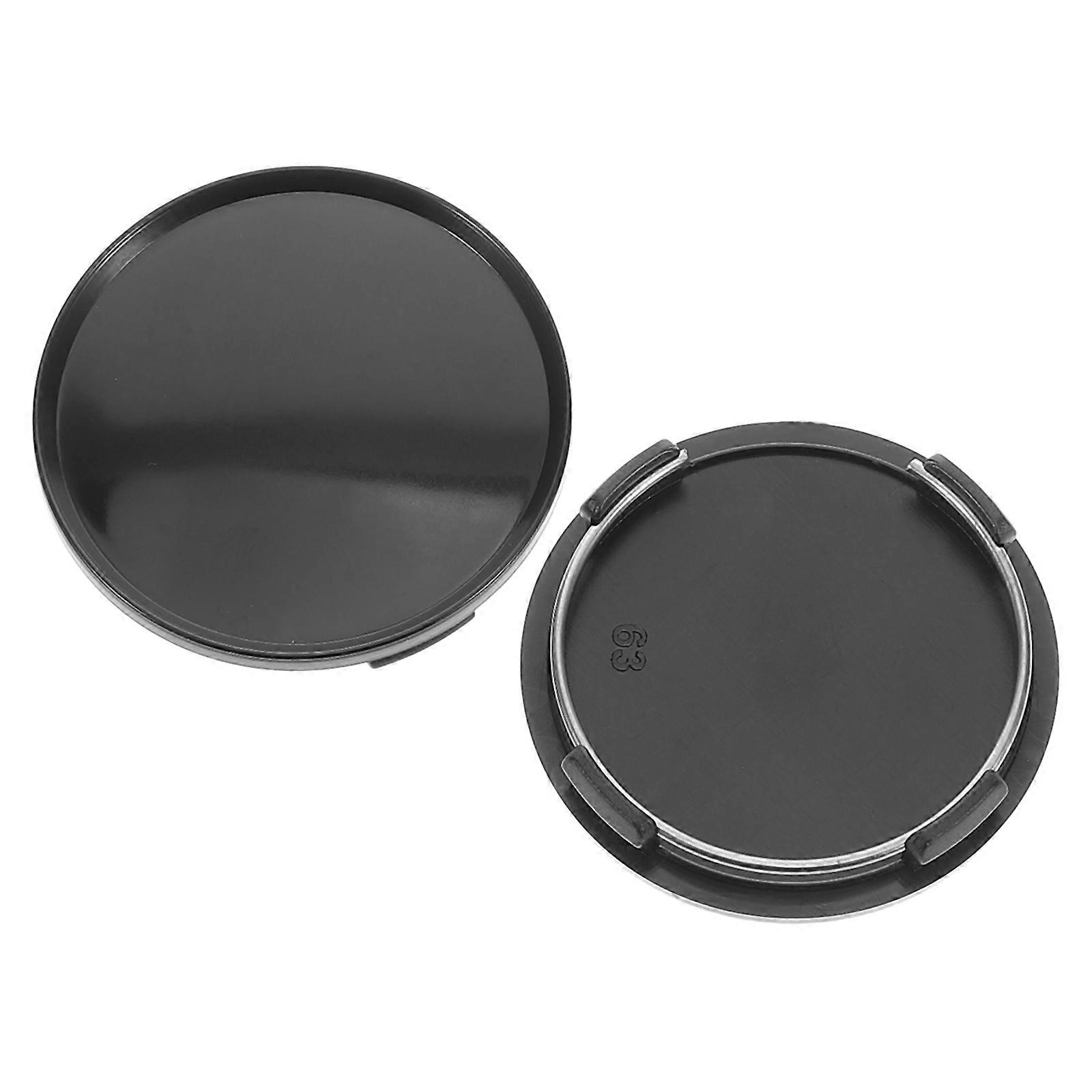 2Pcs Black Wheel Center Hubcaps for Car Tuning and Replacement Durable Plastic and Metal 63mm