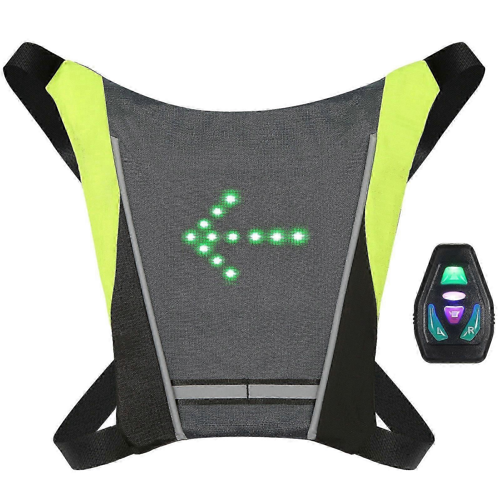 LED Turn Signal Bike Pack USB Rechargeable Reflective Vest Backpack with Direction Indicator Safety LED Backpack Wireless Remote Control Bicycle Bag S